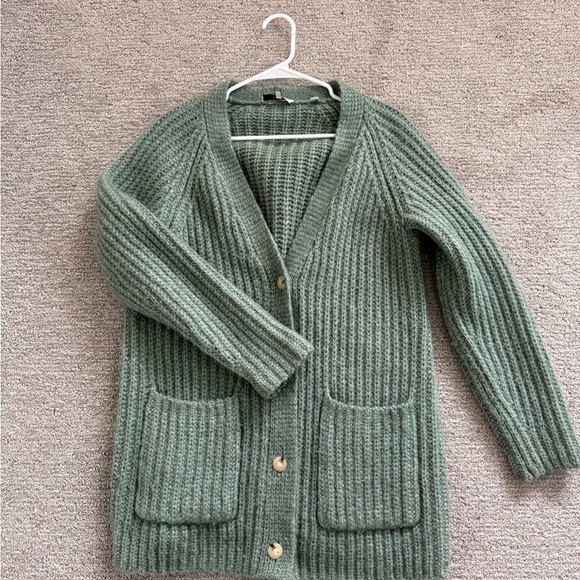 Vince Green Ribbed Knit Chunky Cardigan Sweater - Picture 4 of 9